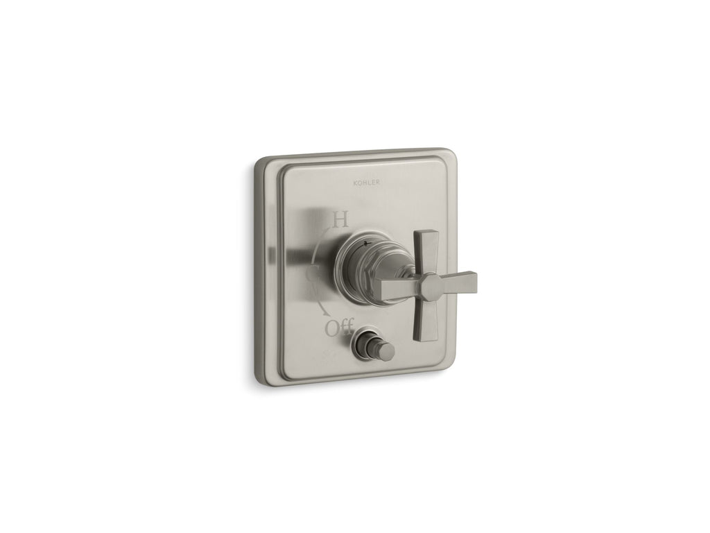 Pinstripe® Rite-Temp® Valve Trim With Push-Button Diverter And Cross Handle