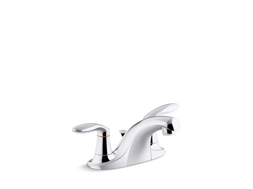 Coralais® Two-Handle Centerset Bathroom Sink Faucet With Plastic Pop-Up Drain And Lift Rod