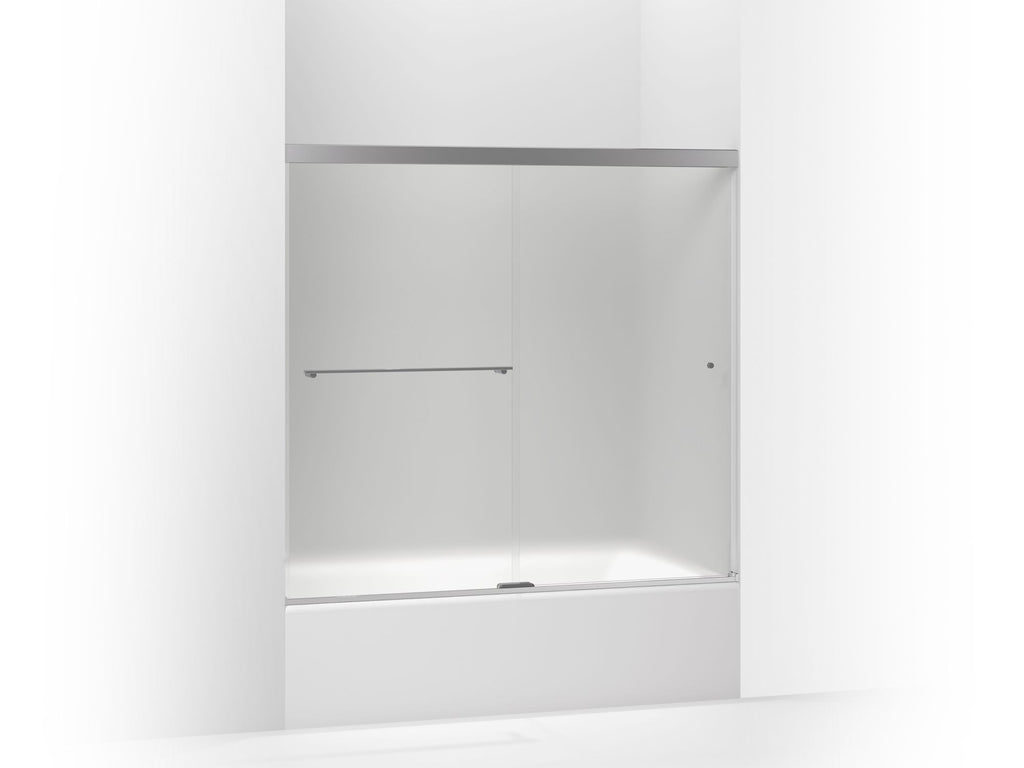 Revel® Sliding Bath Door, 55-1/2" H X 56-5/8 - 59-5/8" W, With 5/16" Thick Frosted Glass