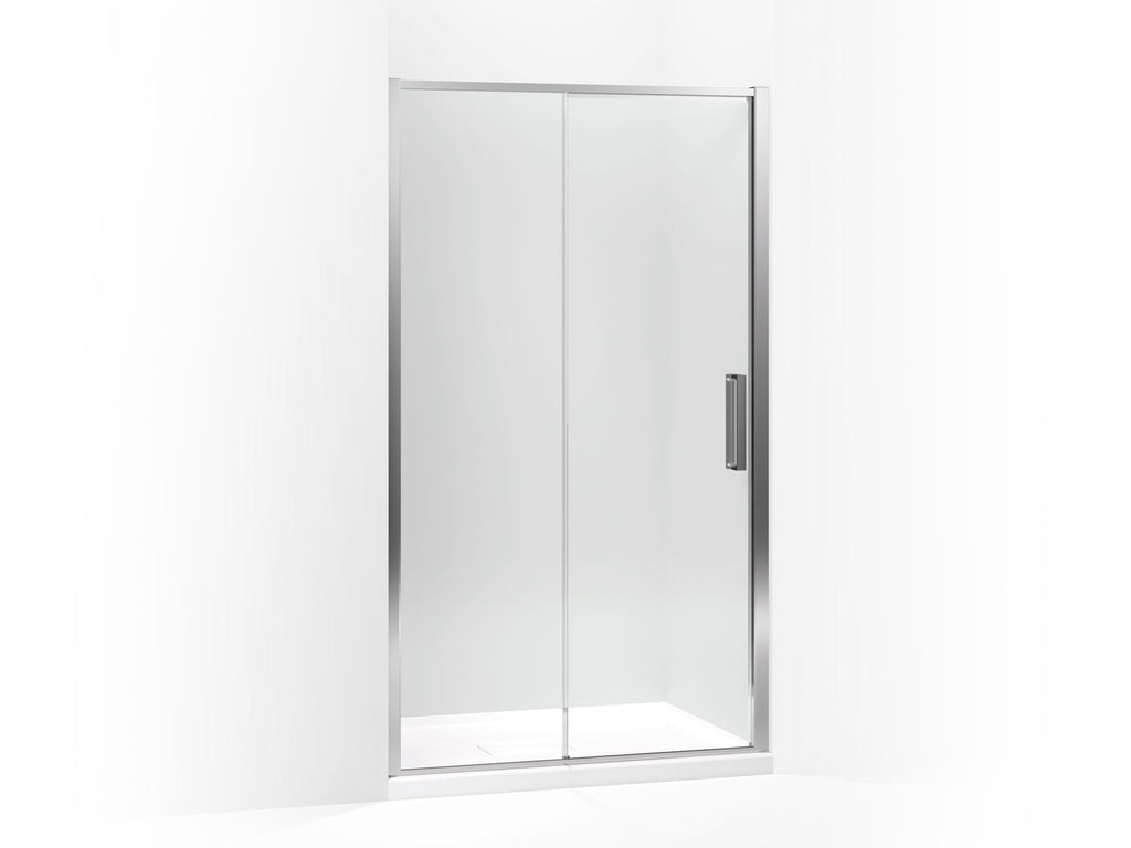 Torsion® Frameless sliding shower door, 77" H x 45-11/16 - 47-1/4" W, with 5/16" thick Crystal Clear glass