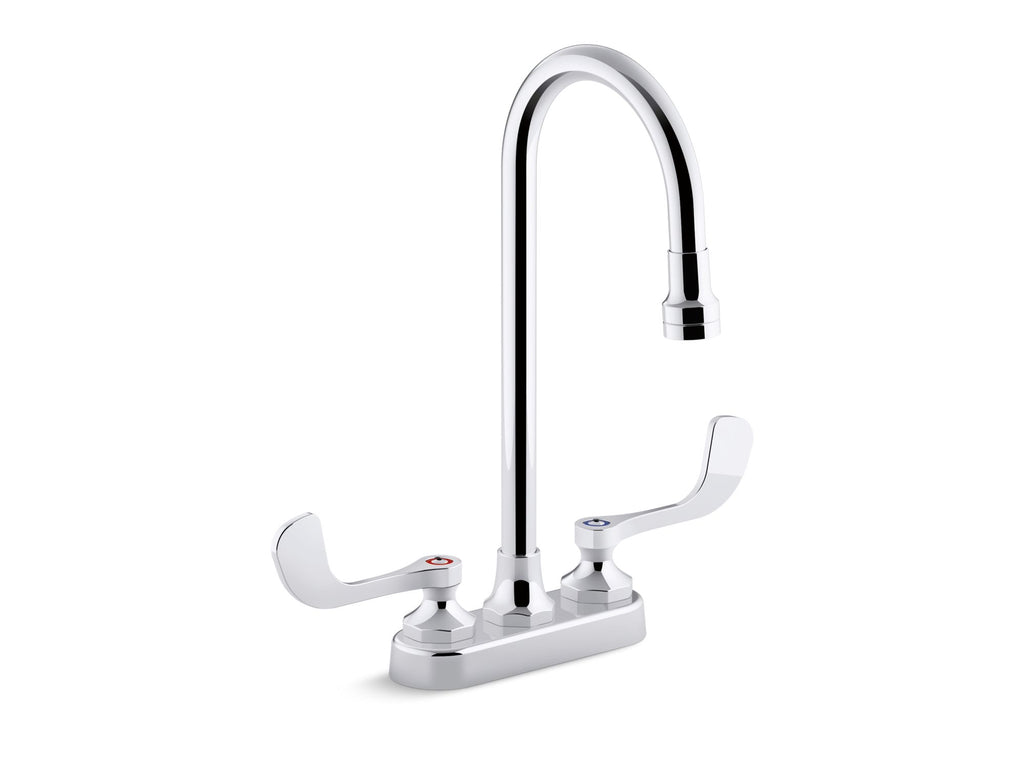 Triton® Bowe® 0.5 Gpm Centerset Bathroom Sink Faucet With Laminar Flow, Gooseneck Spout And Wristblade Handles, Drain Not Included