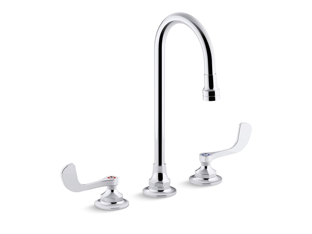 Triton® Bowe® 0.5 Gpm Widespread Bathroom Sink Faucet With Laminar Flow, Gooseneck Spout And Wristblade Handles, Drain Not Included