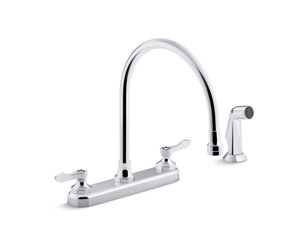Triton® Bowe® 1.8 Gpm Kitchen Sink Faucet With 9-5/16" Gooseneck Spout, Matching Finish Sidespray, Aerated Flow And Wristblade Handles