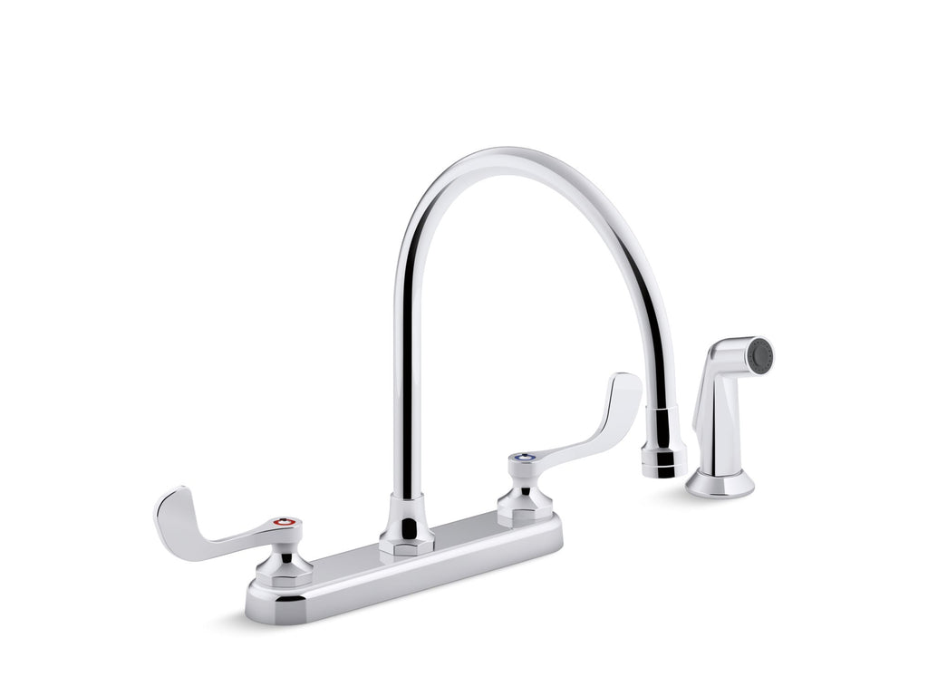Triton® Bowe® 1.5 Gpm Kitchen Sink Faucet With 9-5/16" Gooseneck Spout, Matching Finish Sidespray, Aerated Flow And Wristblade Handles