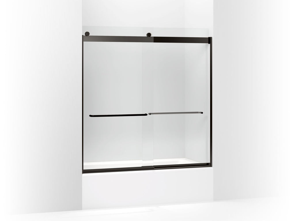 Levity® Sliding Bath Door, 62" H X 56-5/8 - 59-5/8" W, With 1/4" Thick Crystal Clear Glass