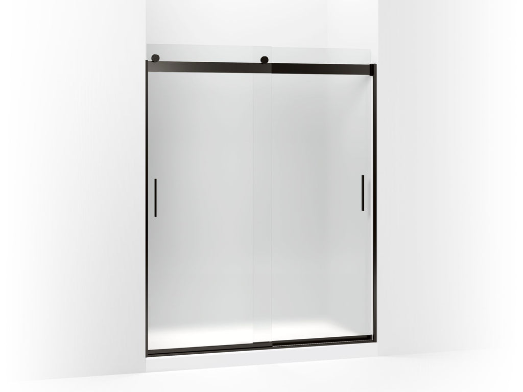 Levity® Sliding Shower Door, 74" H X 56-5/8 - 59-5/8" W, With 1/4" Thick Frosted Glass And Blade Handles
