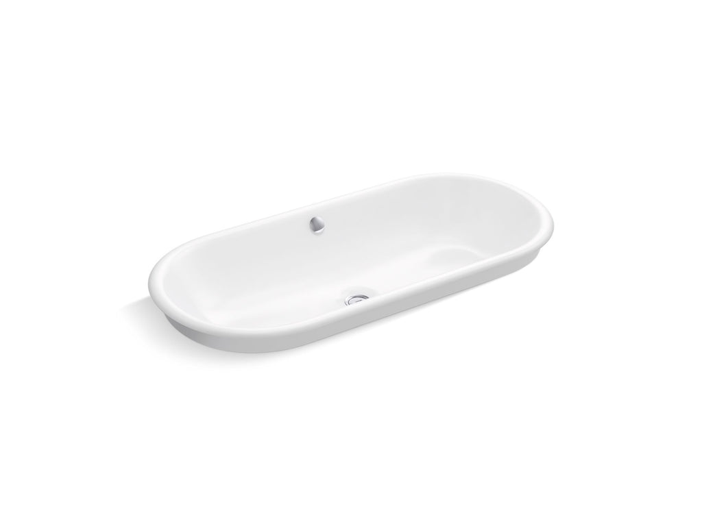 Iron Plains® 33" Oval Drop-In/Undermount/Vessel Bathroom Sink With White Painted Underside