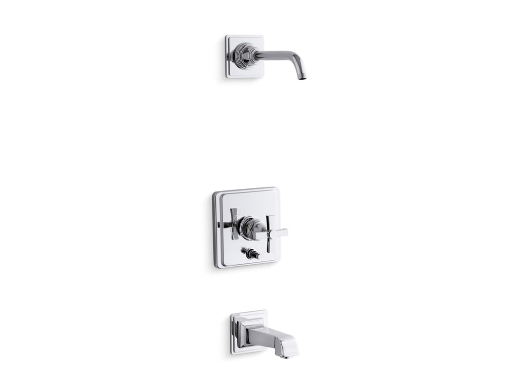 Pinstripe® Pure Rite-Temp® Bath And Shower Trim Kit With Push-Button Diverter And Cross Handle, Without Showerhead