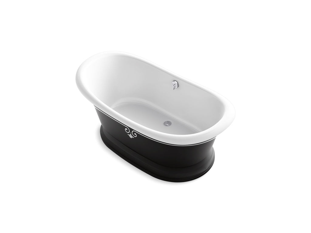 Artifacts® 66-1/8" X 32-1/2" Freestanding Bath With Iron Black Exterior And Decorative Border